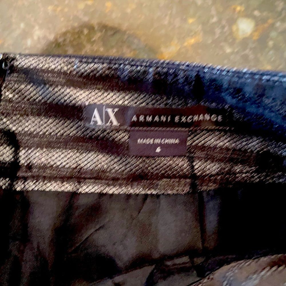 Armani Sz 4 *BOW* BLK&Silver Lined Mini Skirt - Picture 2 of 11